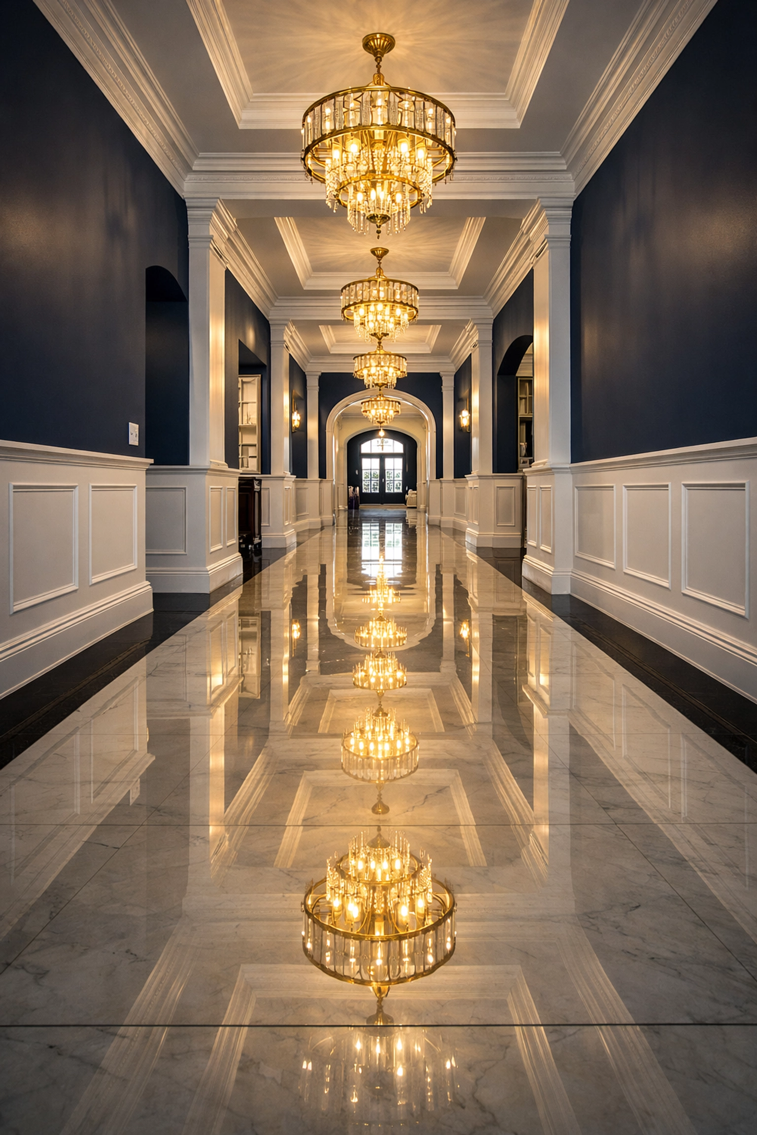 Flawless grand hallway in a Norwell home demonstrating precision luxury house cleaning.