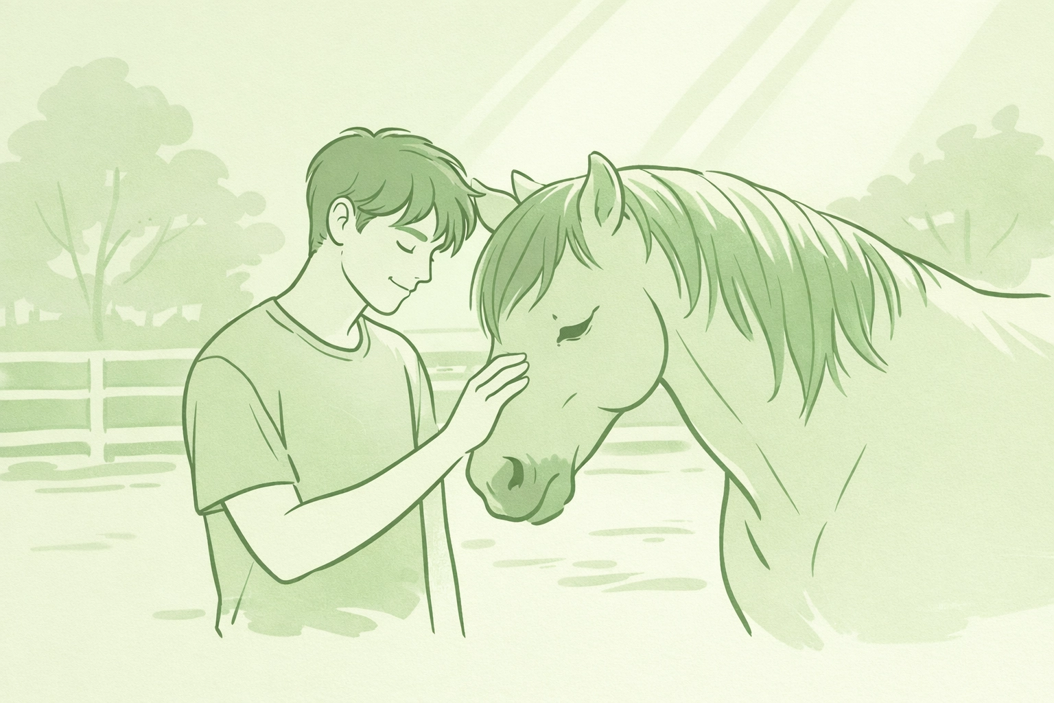 LGBTQ+ youth building trust with horse during equine therapy session