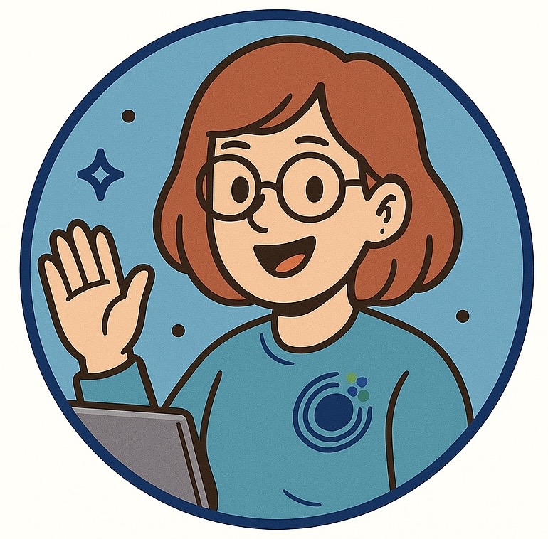 Cartoon illustration of a friendly team member