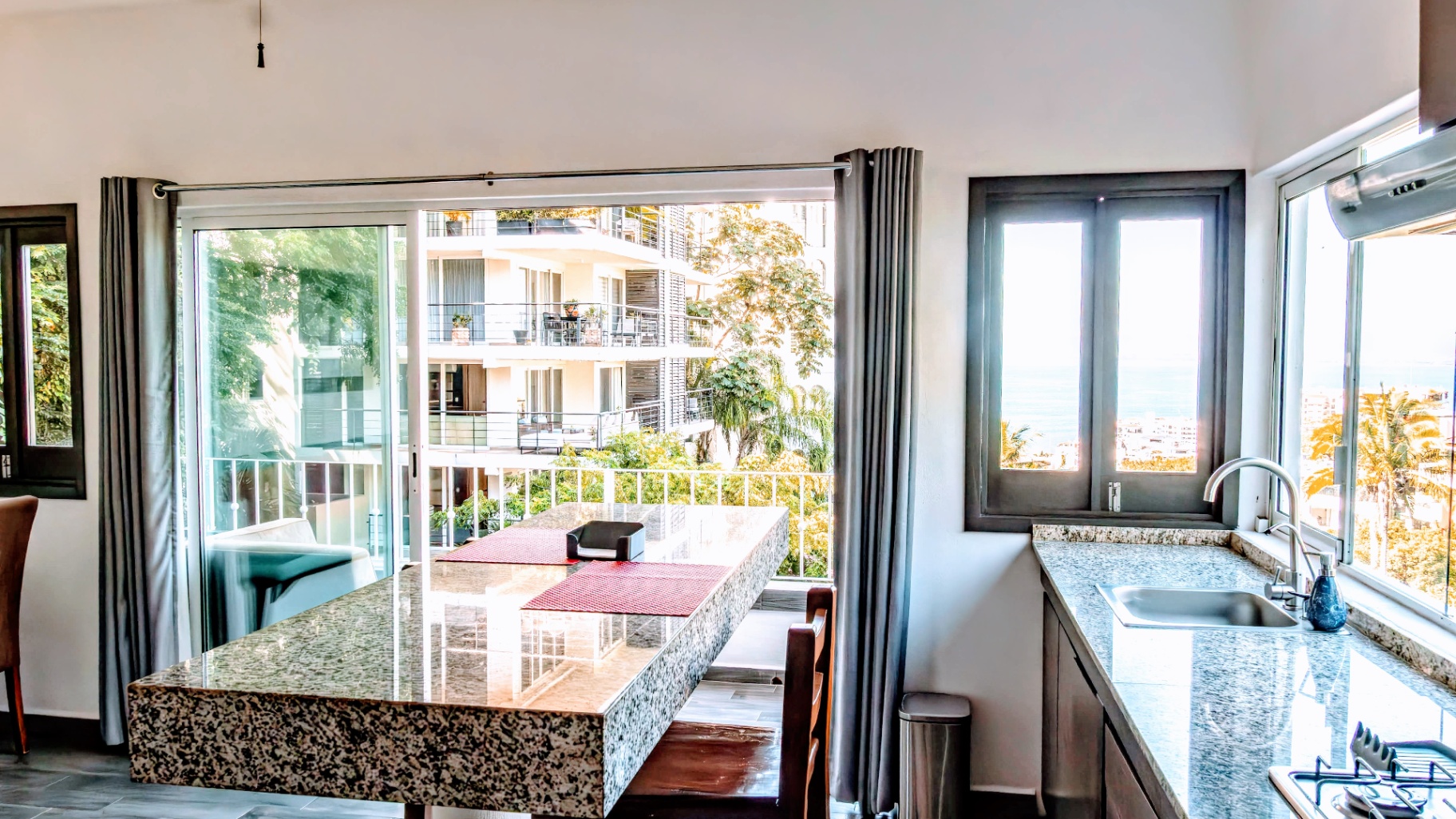 Modern kitchen and dining area