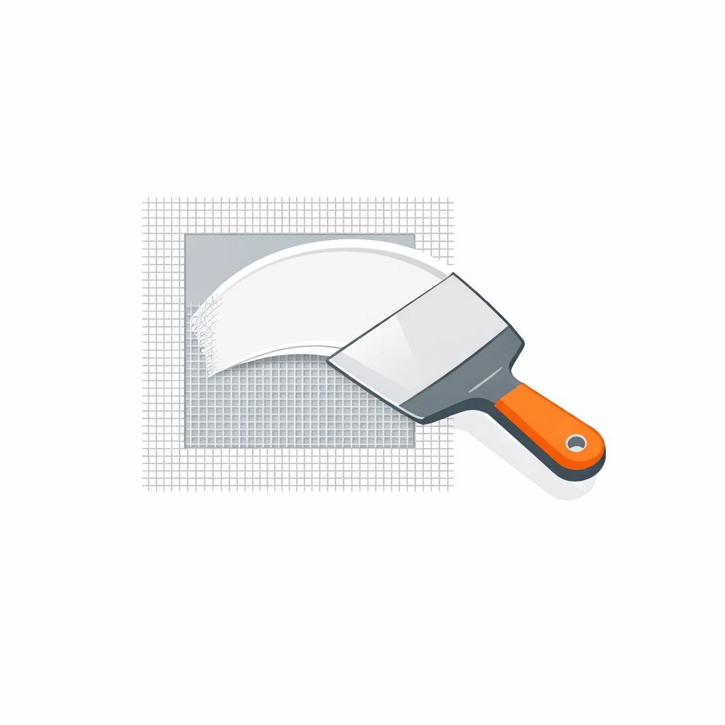 Applying joint compound over mesh tape with a wide knife for smooth Burnaby drywall repair.