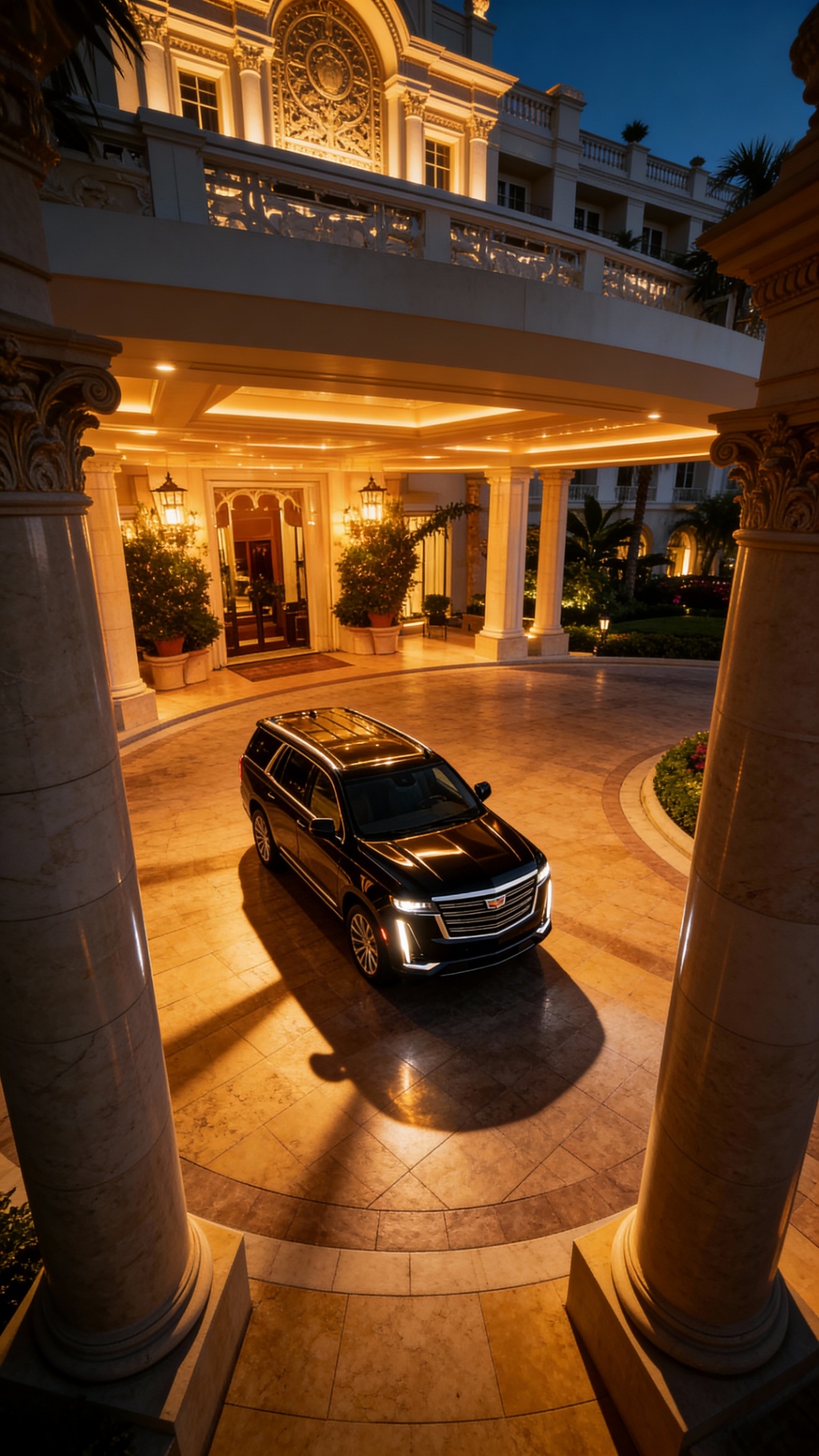 Black Luxury SUV at Southern California Hotel