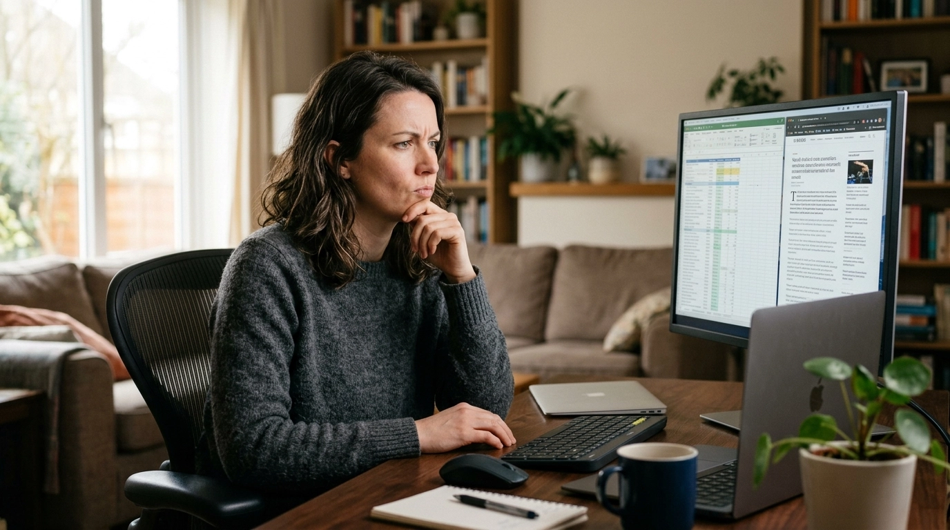 Critical Thinking: A person evaluating data and making informed business decisions.