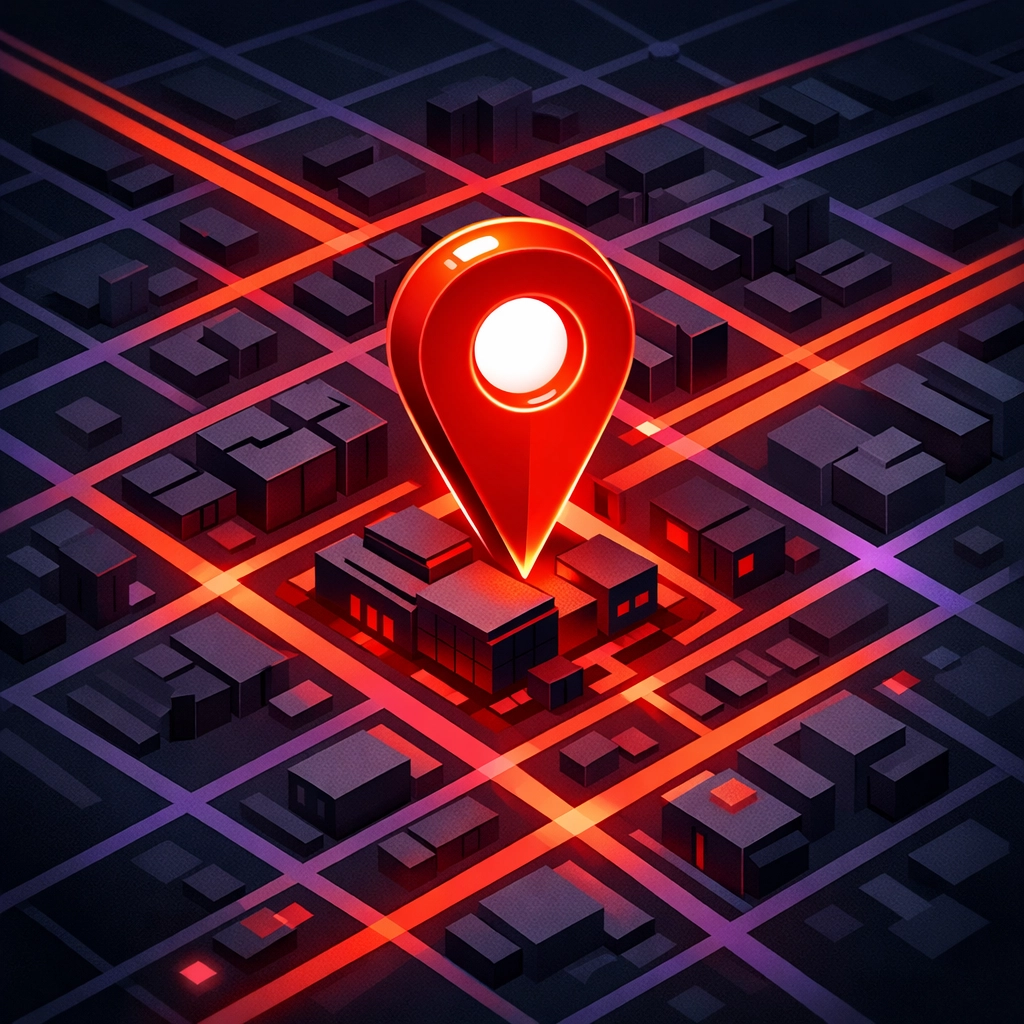 Digital map with a red pin showing a business appearing in Bristol local search results.