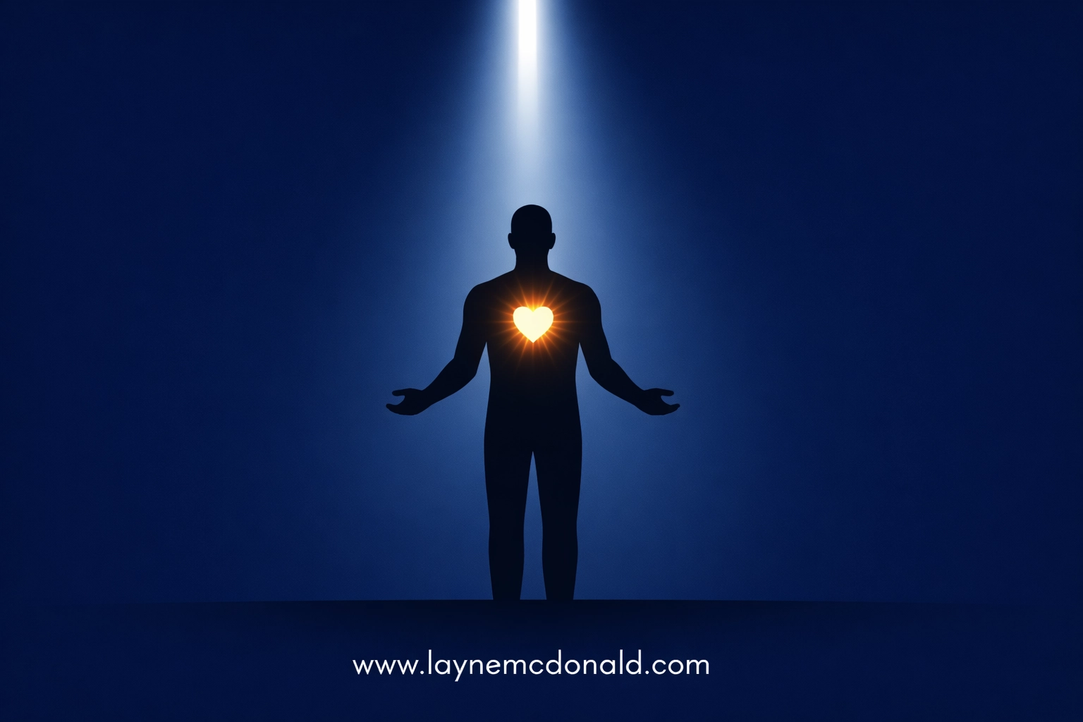 Figure with glowing heart under light showing restored identity in Christ and God’s healing love