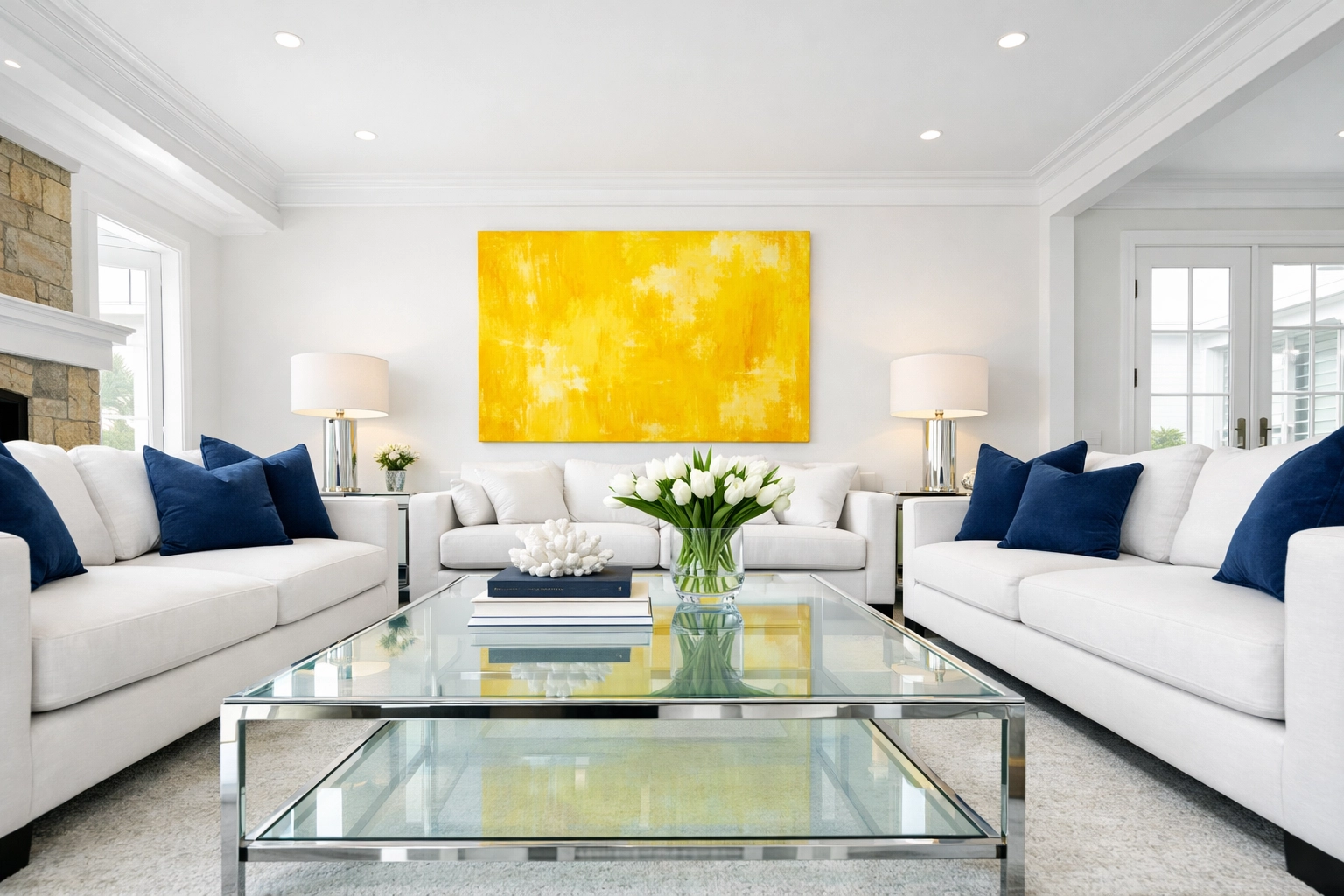 Spacious Duxbury living room perfectly staged after a deep residential cleaning by The Cleaning Ninjas.