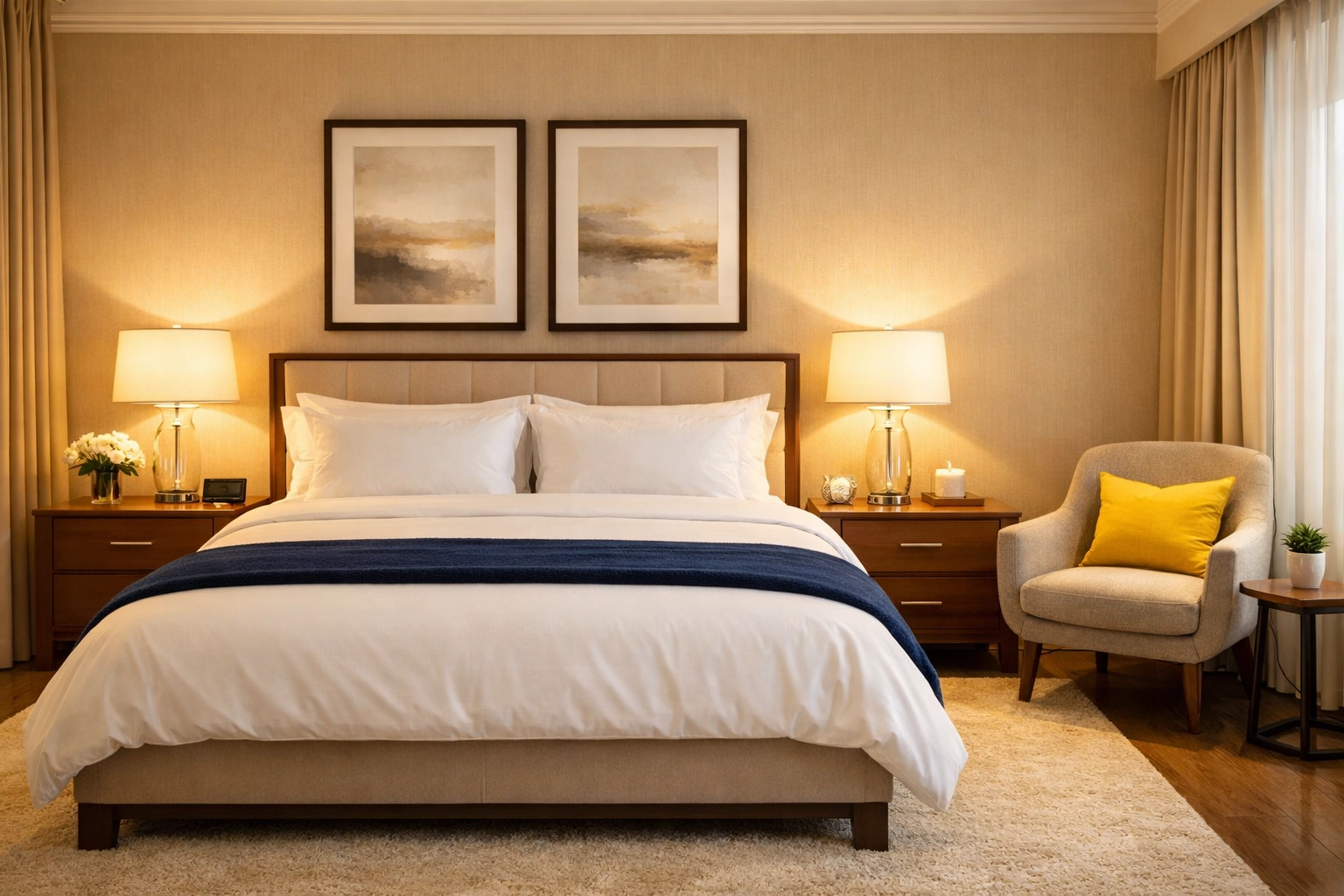 Perfectly cleaned master bedroom showing the stress-free results of house cleaning Ashburnham MA.