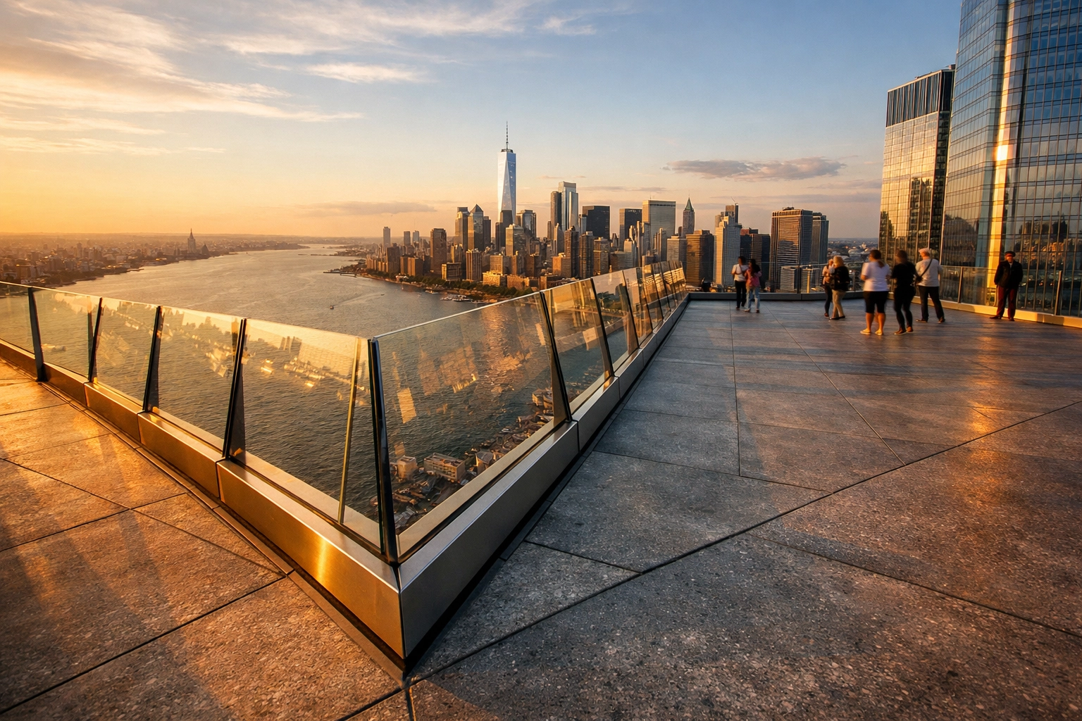 Manhattan skyline view from The Edge, one of the best places to take pictures in NYC at sunset.