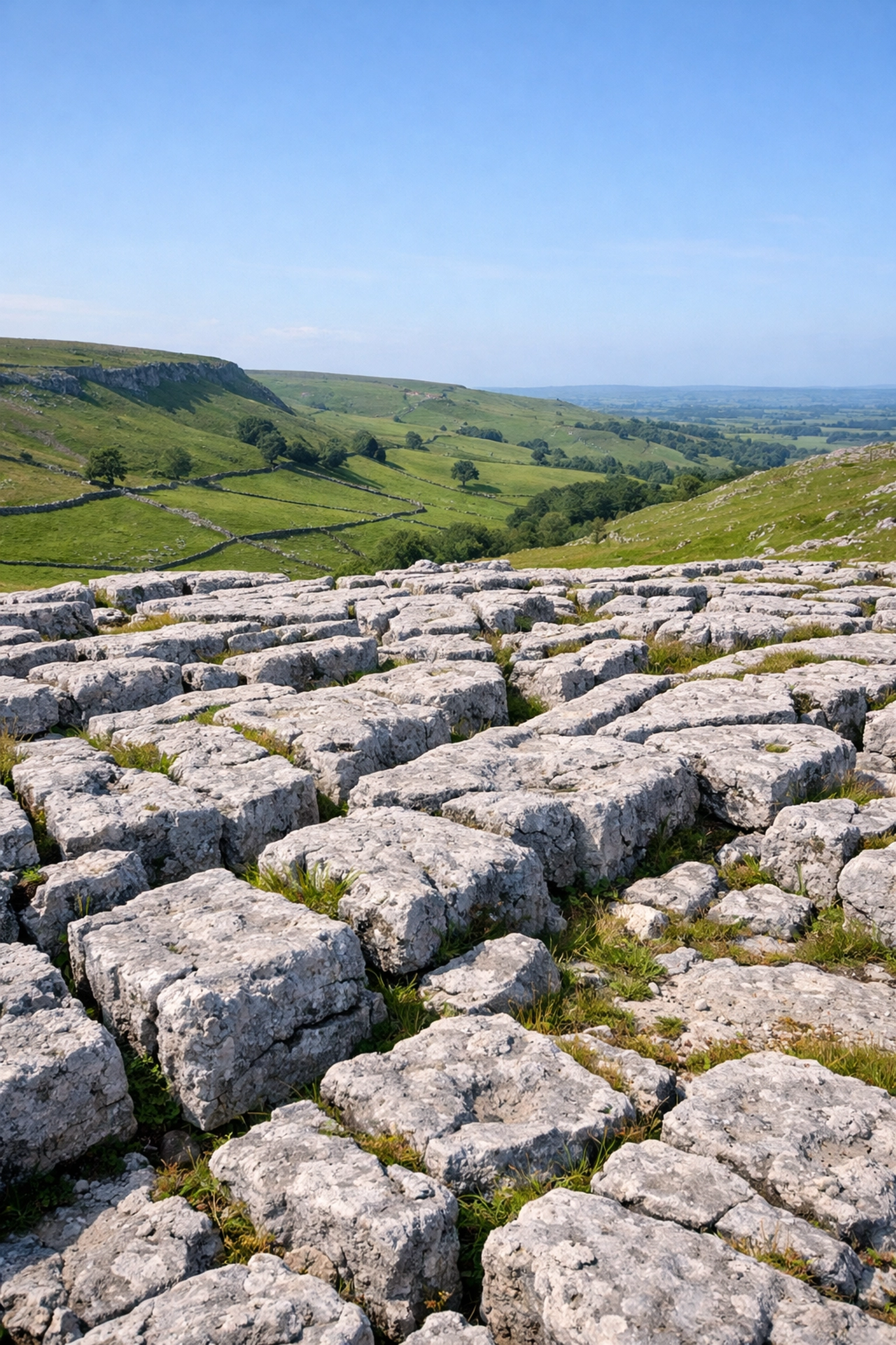 The limestone pavement at Malham Cove, highlighting adventure tourism UK routes in the Yorkshire Dales.
