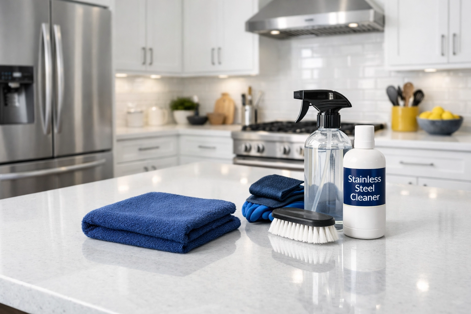 Sparkling kitchen with professional supplies for same day house cleaning in Worcester.