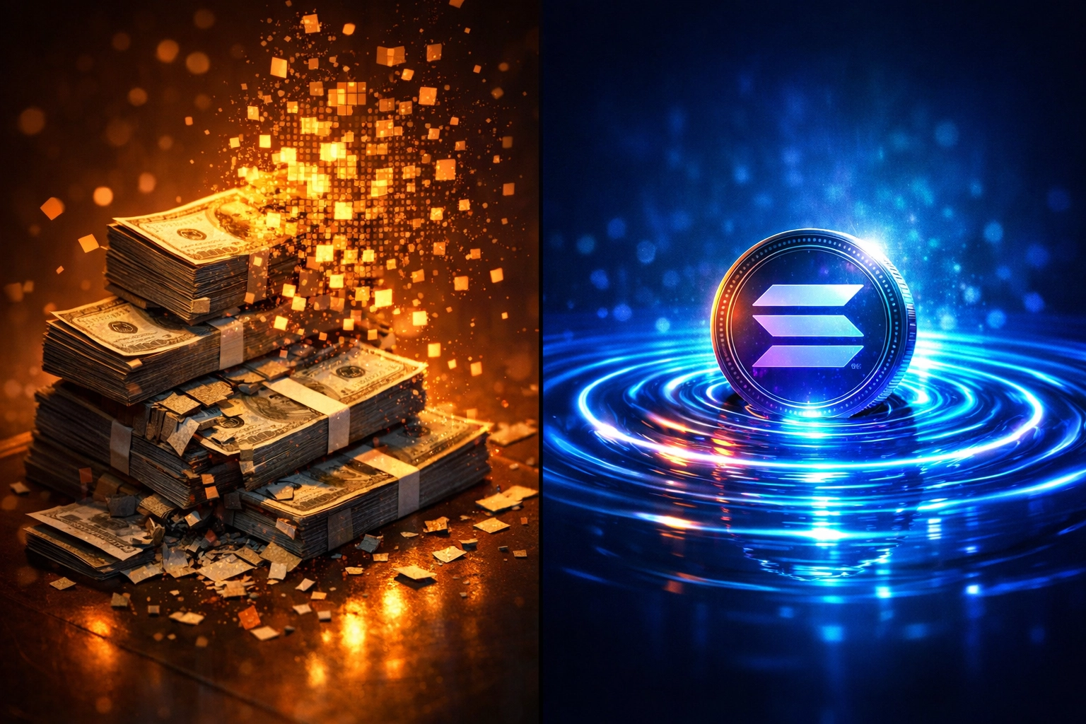 Traditional payment processing fees dissolving compared to Solana's minimal gas fee structure