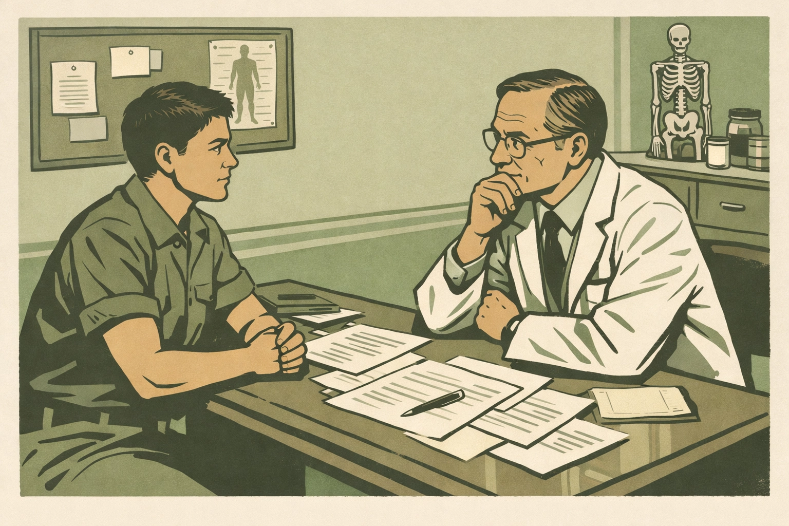 Gay trans man Lou Sullivan meeting with doctor about gender-affirming healthcare in the 1980s
