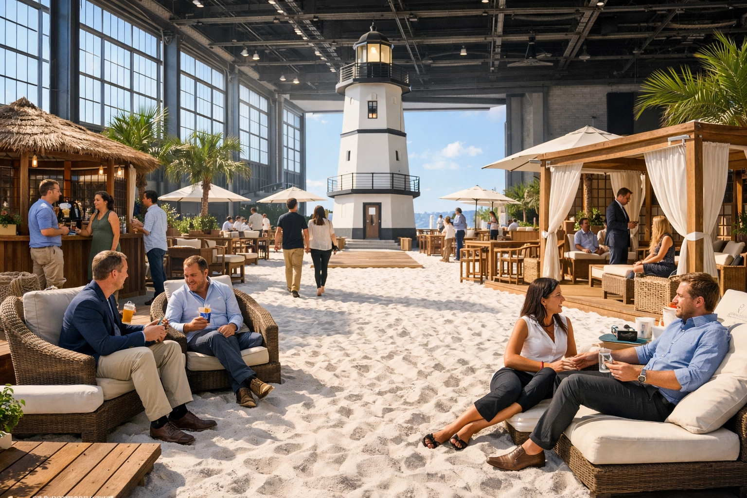 Immersive Super Bowl 2026 fan experience featuring a luxury boardwalk themed brand activation.
