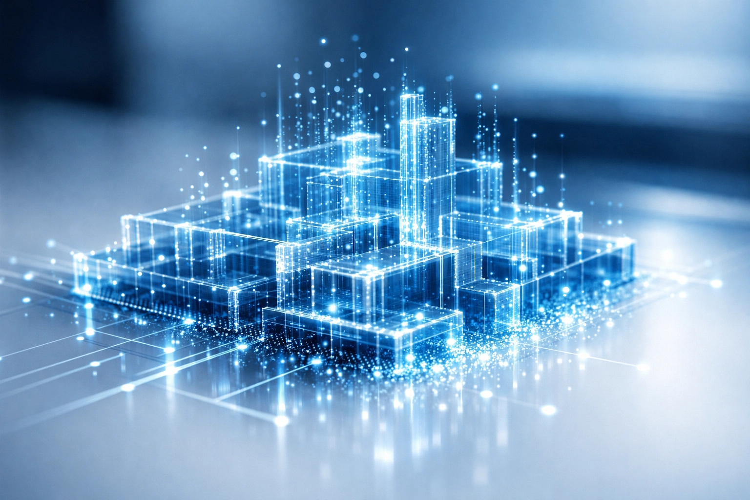 Blue digital foundation representing a robust technical backbone for custom franchise software.