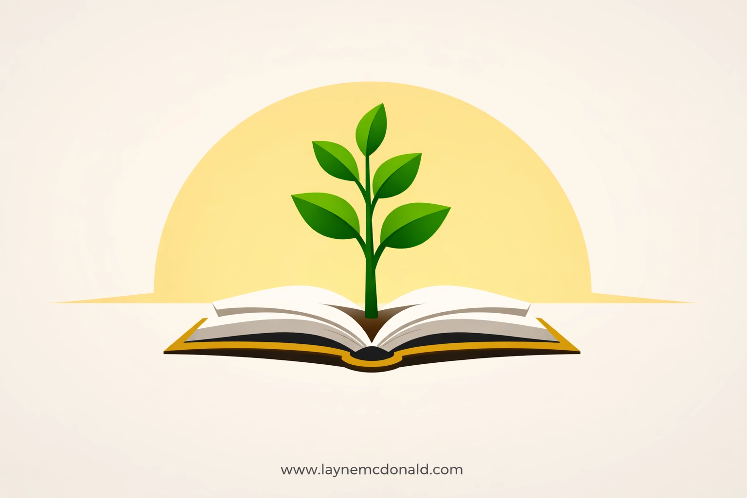 A green sapling growing from a holy book under a rising sun, representing faith and spiritual restoration.