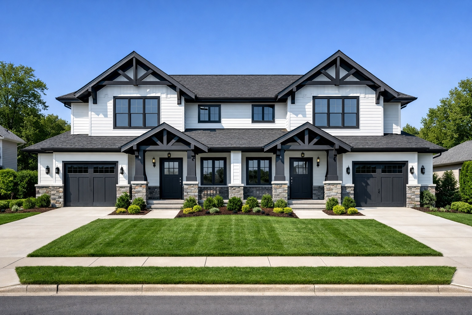 A luxury duplex representing high-value Ohio real estate lending for rental property investors.