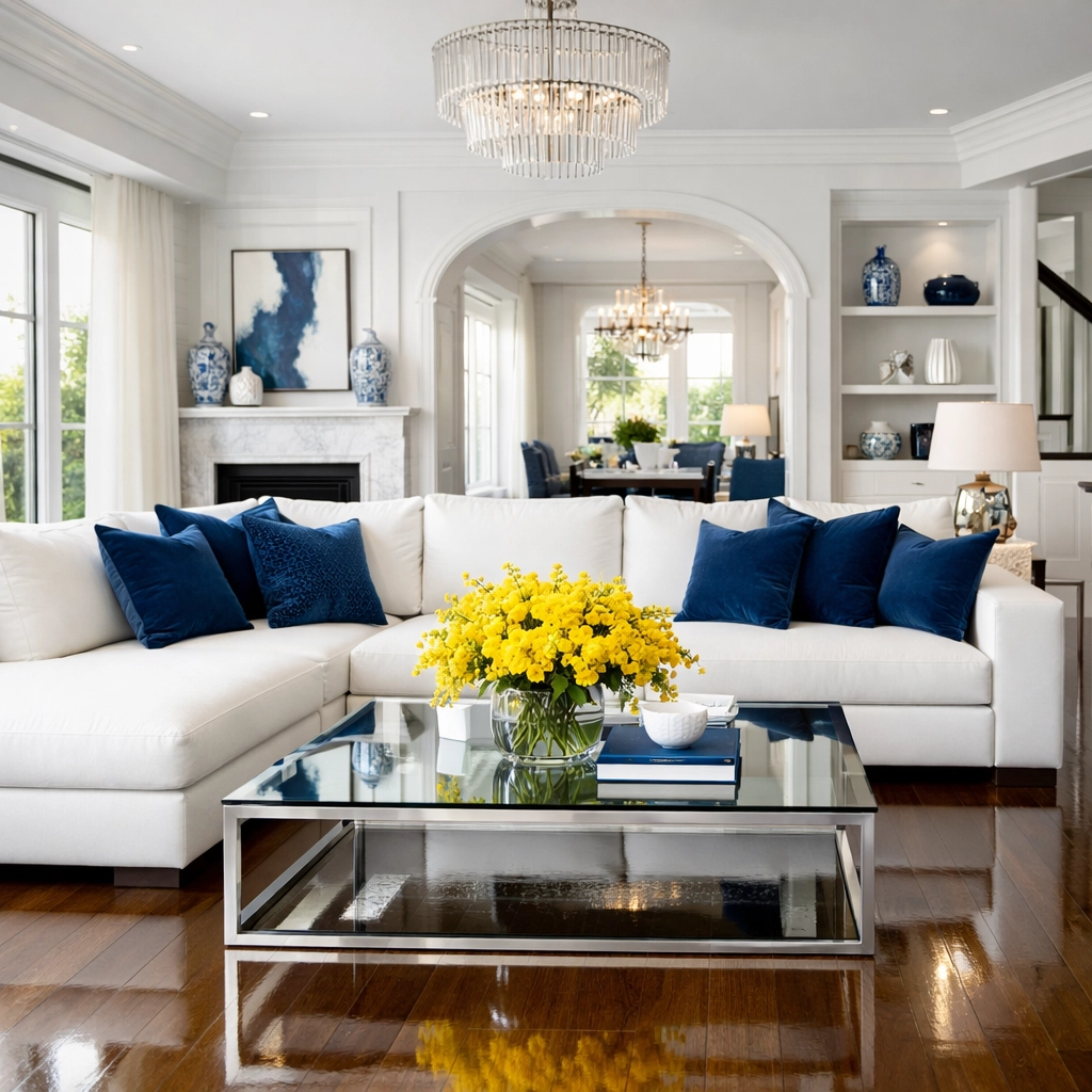 Sparkling clean luxury living room in Boston after a ninja-level deep cleaning services reset.