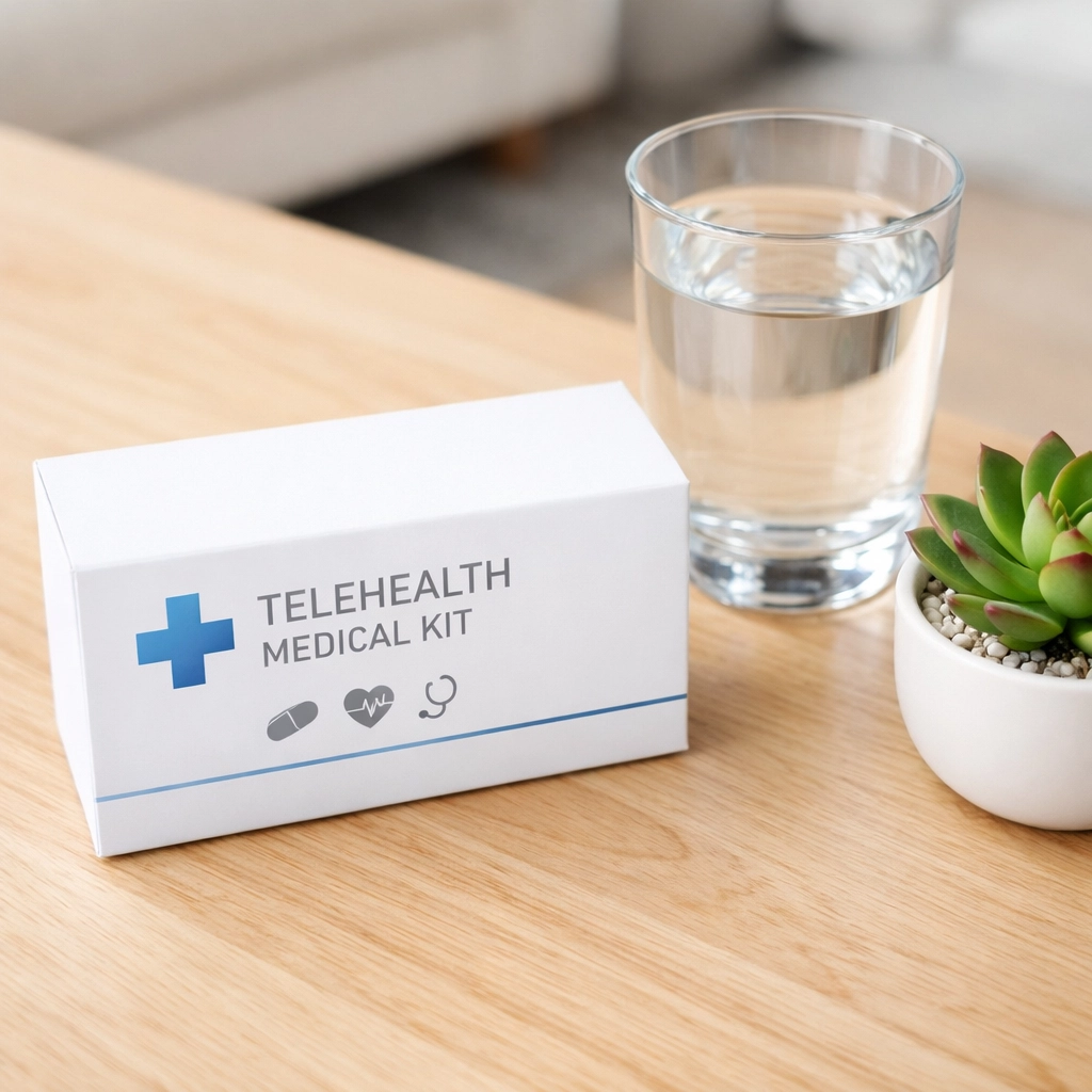 A professional medical weight loss package delivered to a home, showing convenient telemedicine service.