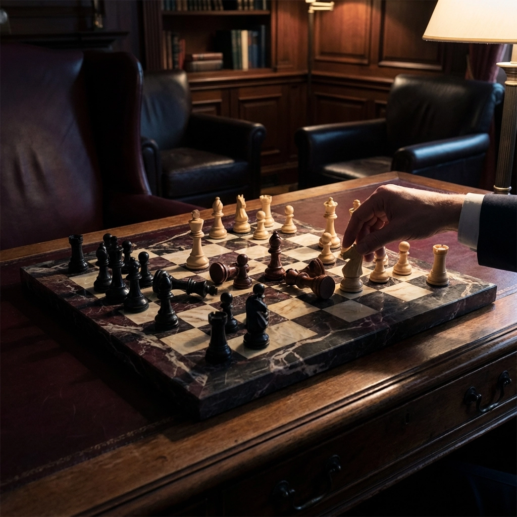 Chess game in executive office symbolizes strategic decision-making in private equity co-investments.