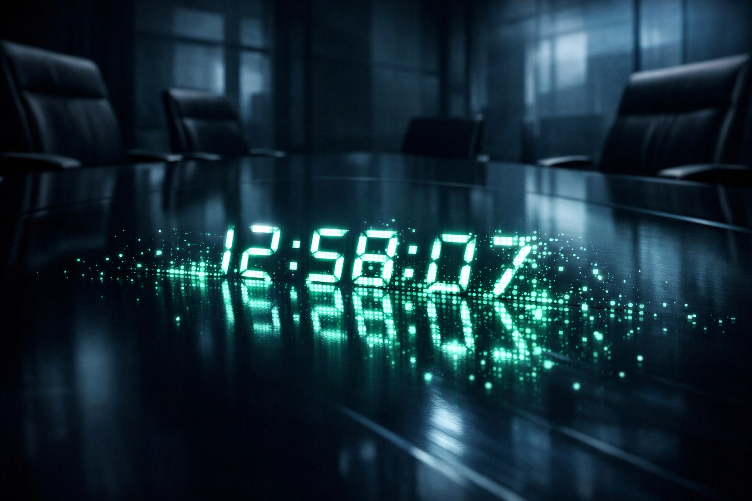 A dark boardroom setting representing deal fatigue and stalled negotiations during business exits.