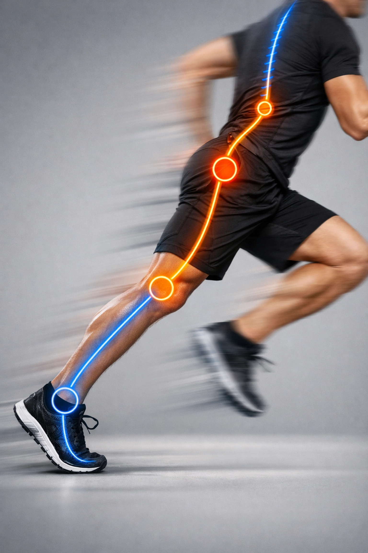 Runner demonstrating kinetic chain and biomechanical movement patterns in sports injury prevention