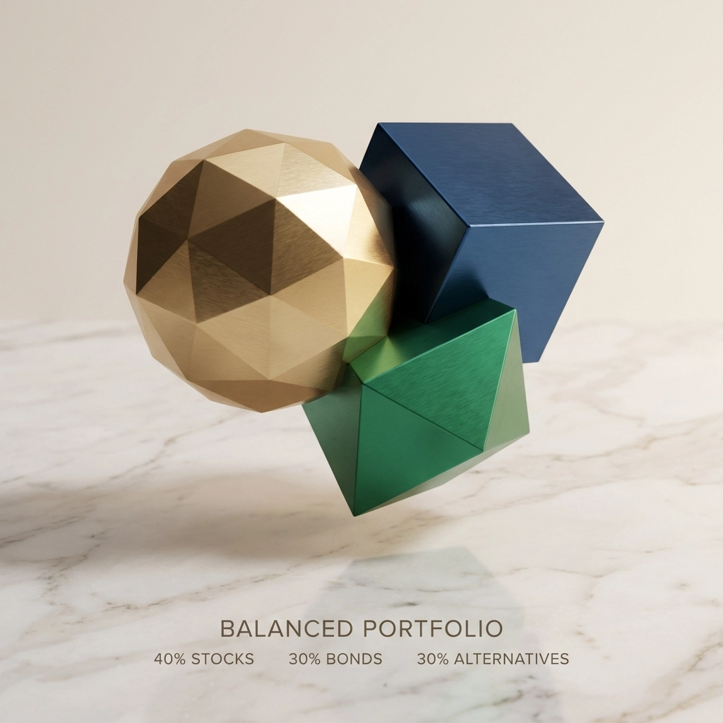 Visual representation of the 40/30/30 portfolio allocation, highlighting balanced diversification in investment strategies.