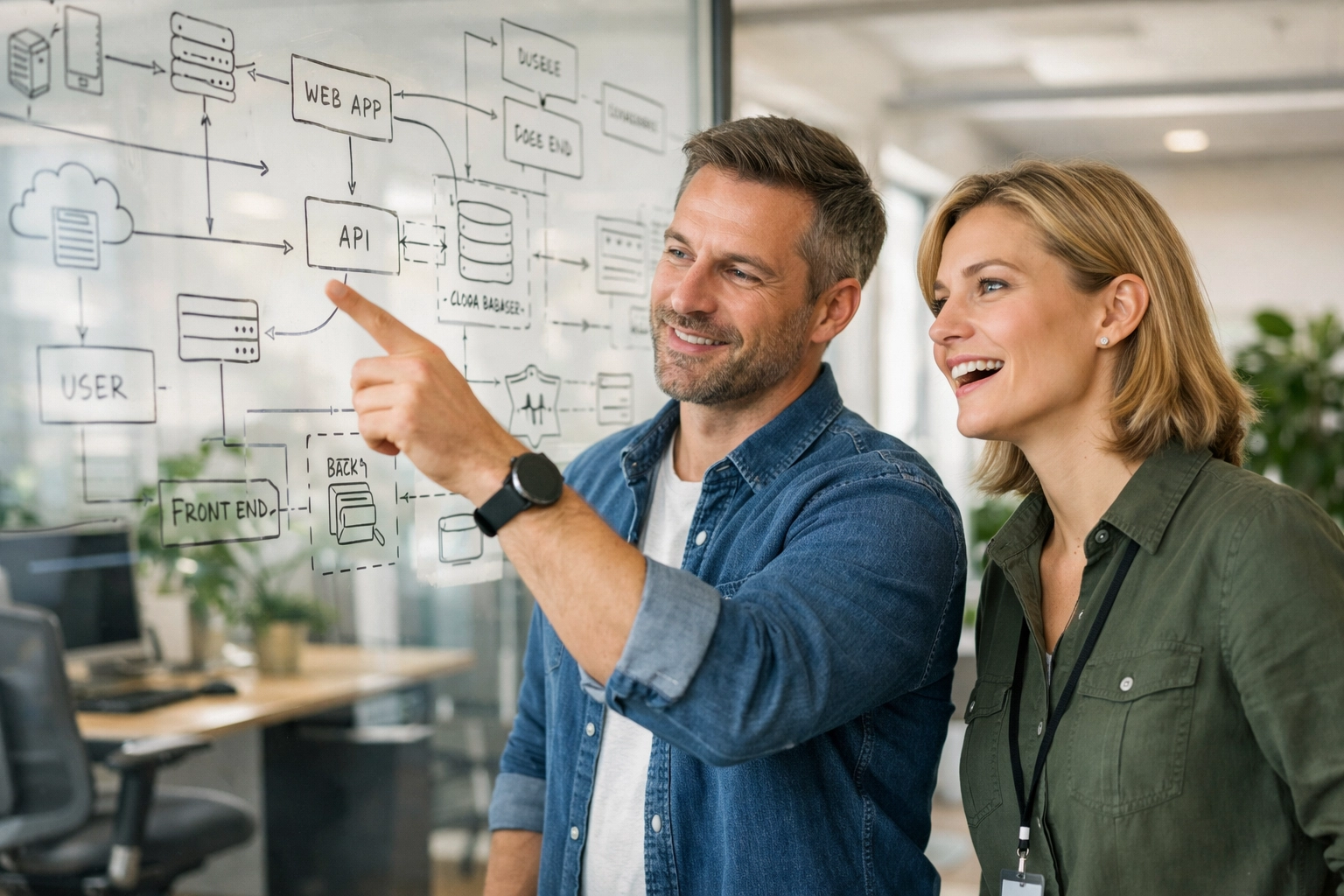 ServiceNow implementation partner team analyzing ITOM architectural diagrams for CMDB accuracy.