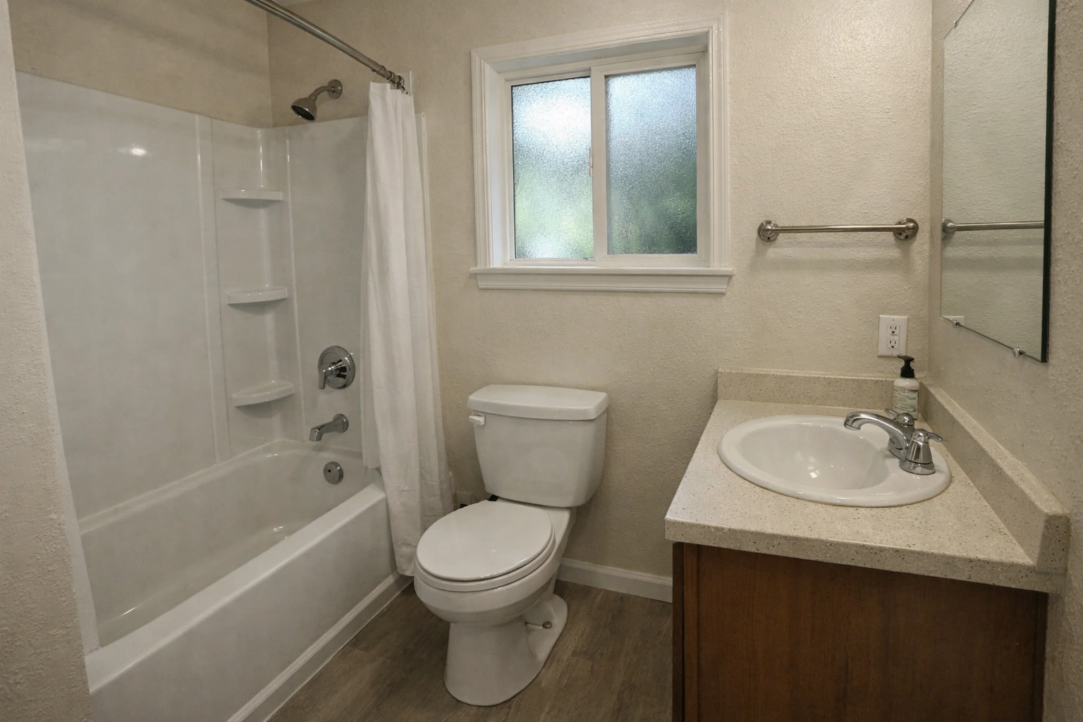 Beautifully restored Seattle bathroom following professional sewage backup cleanup and reconstruction services.