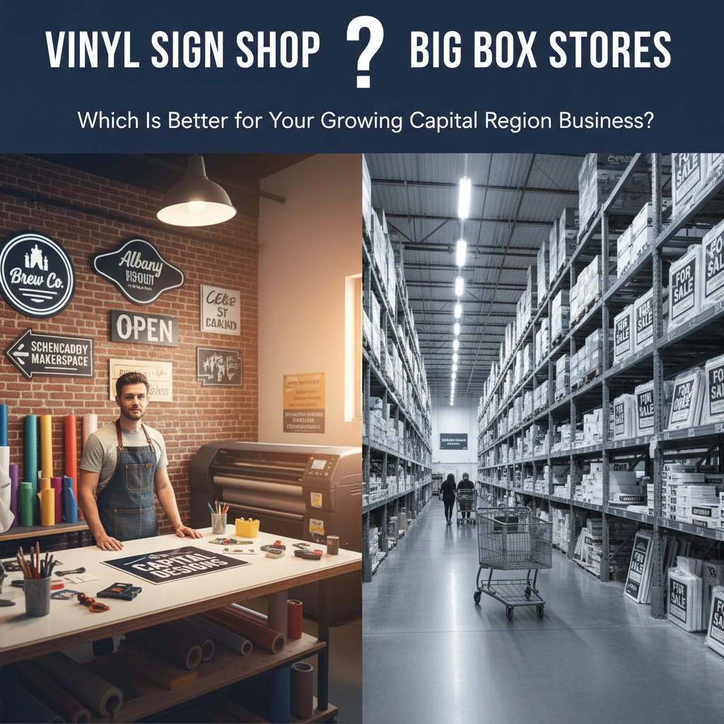 Vinyl Sign Shop Near Me vs. Big Box Stores: Which Is Better for Your Growing Capital Region Business?