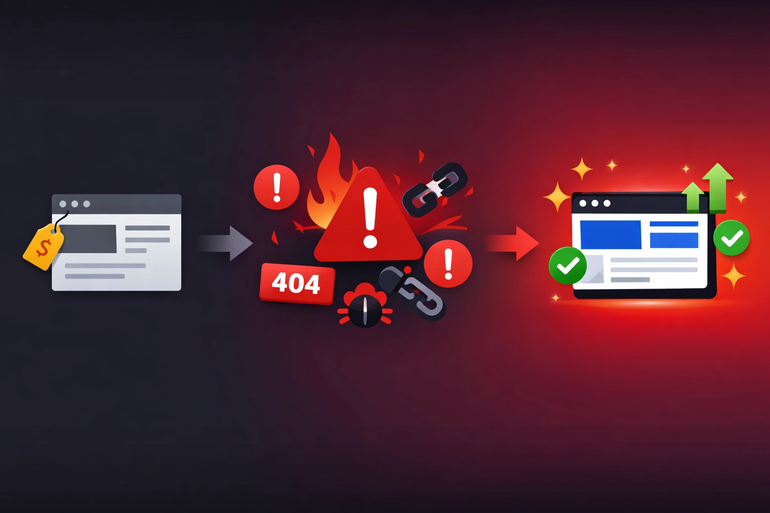 Timeline showing budget website problems and benefits of investing in professional web design