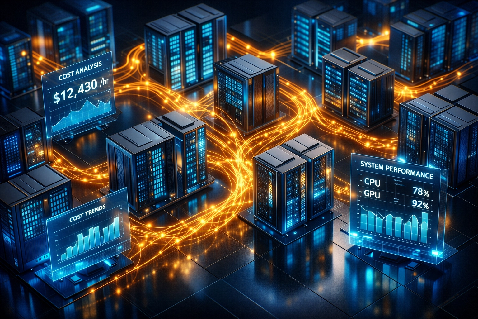 ServiceNow ITOM infrastructure displaying AI-driven cost metrics and performance analytics