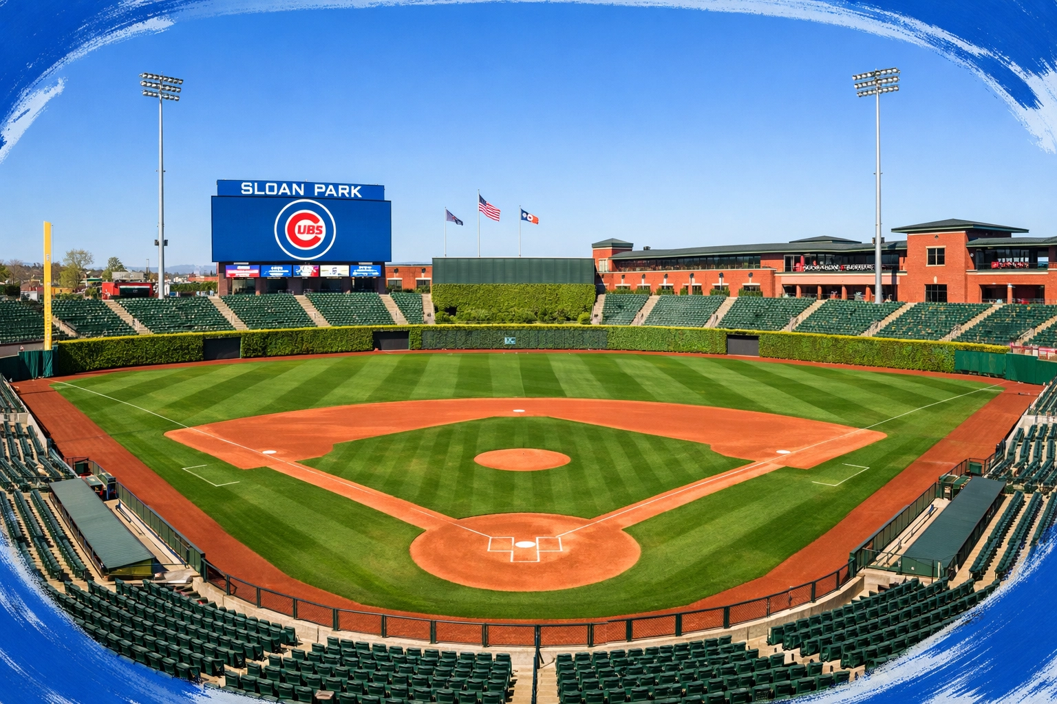 Sloan Park Cubs Spring Training stadium in Mesa Arizona with brick architecture and ivy walls Sloan Park Cubs Spring Training stadium in Mesa Arizona with brick architecture and ivy walls