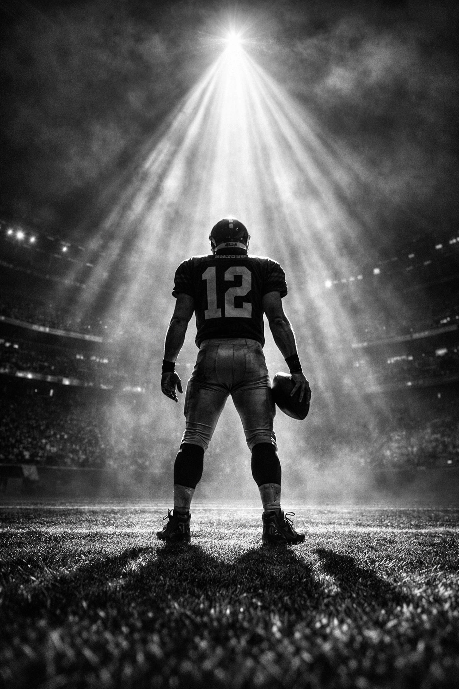 Professional athlete in a stadium spotlight symbolizing the legacy and future of high-performance branding.