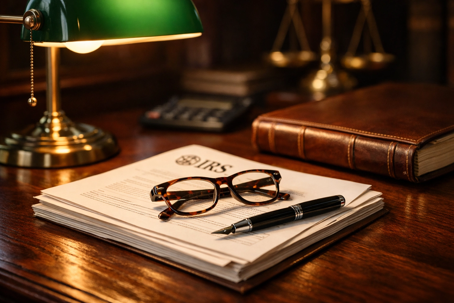 Professional financial records and ledger on an executive desk for business exit strategy planning.