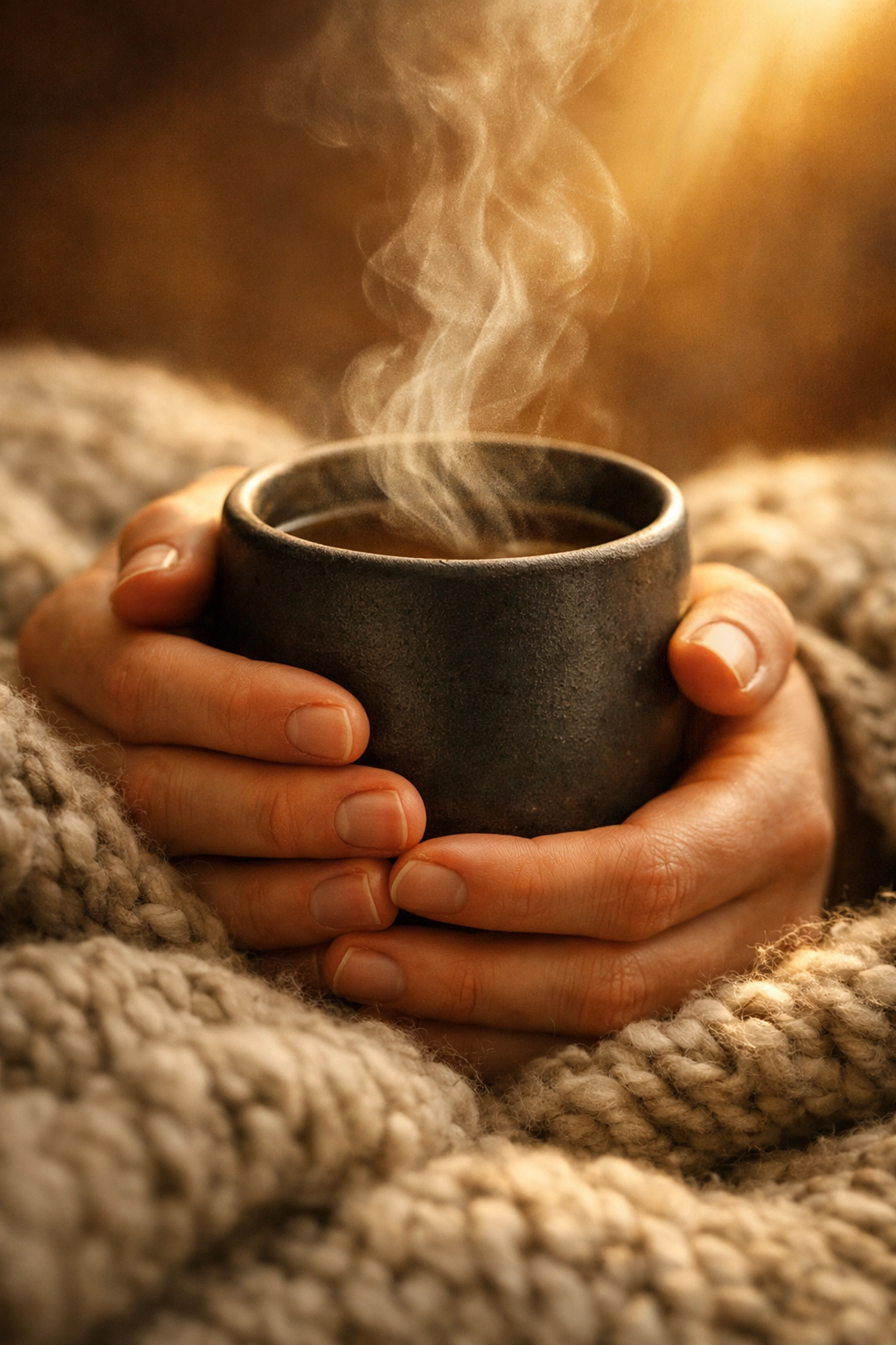 Grounding with a warm drink and soft blanket to support postpartum nervous system regulation in Toronto.
