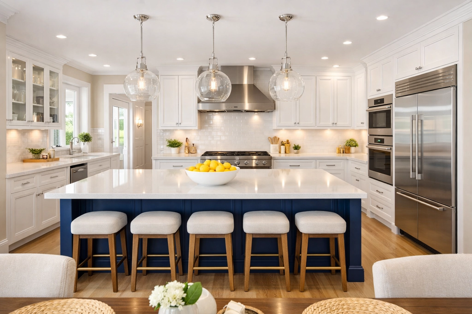 A spotless and organized luxury kitchen after a professional deep cleaning by The Cleaning Ninjas.