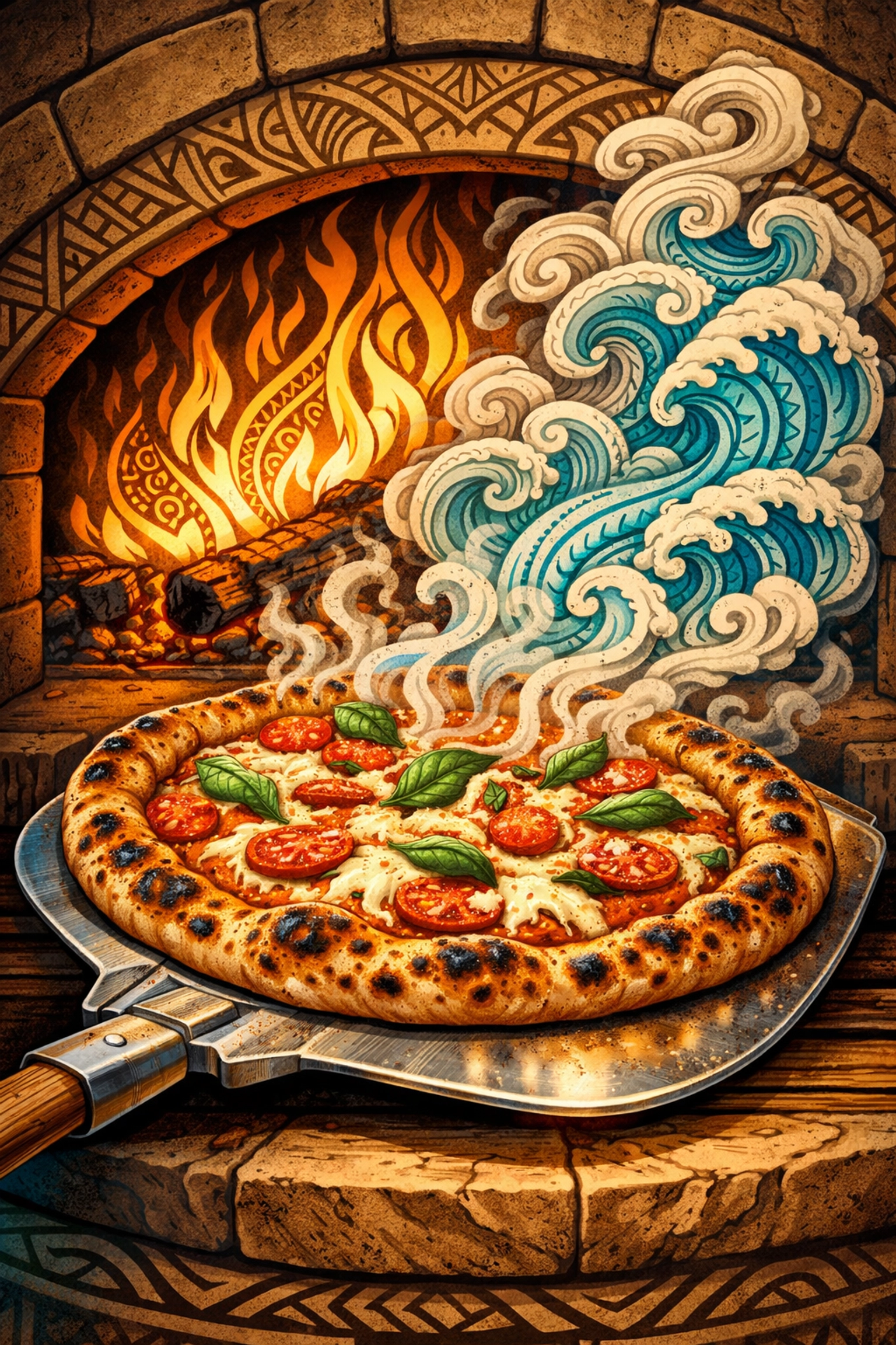 Authentic wood-fired pizza with handcrafted crust served at the TALOFA FEST cultural event.