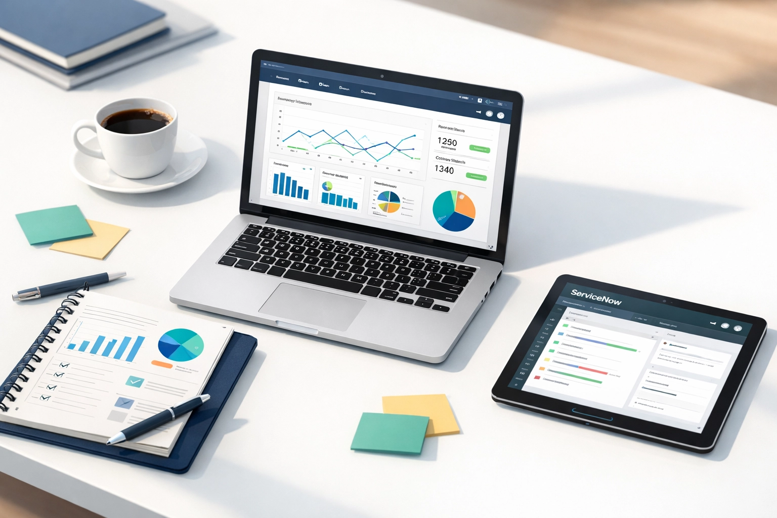 ServiceNow implementation partner strategy session with ROI dashboard and consulting collaboration