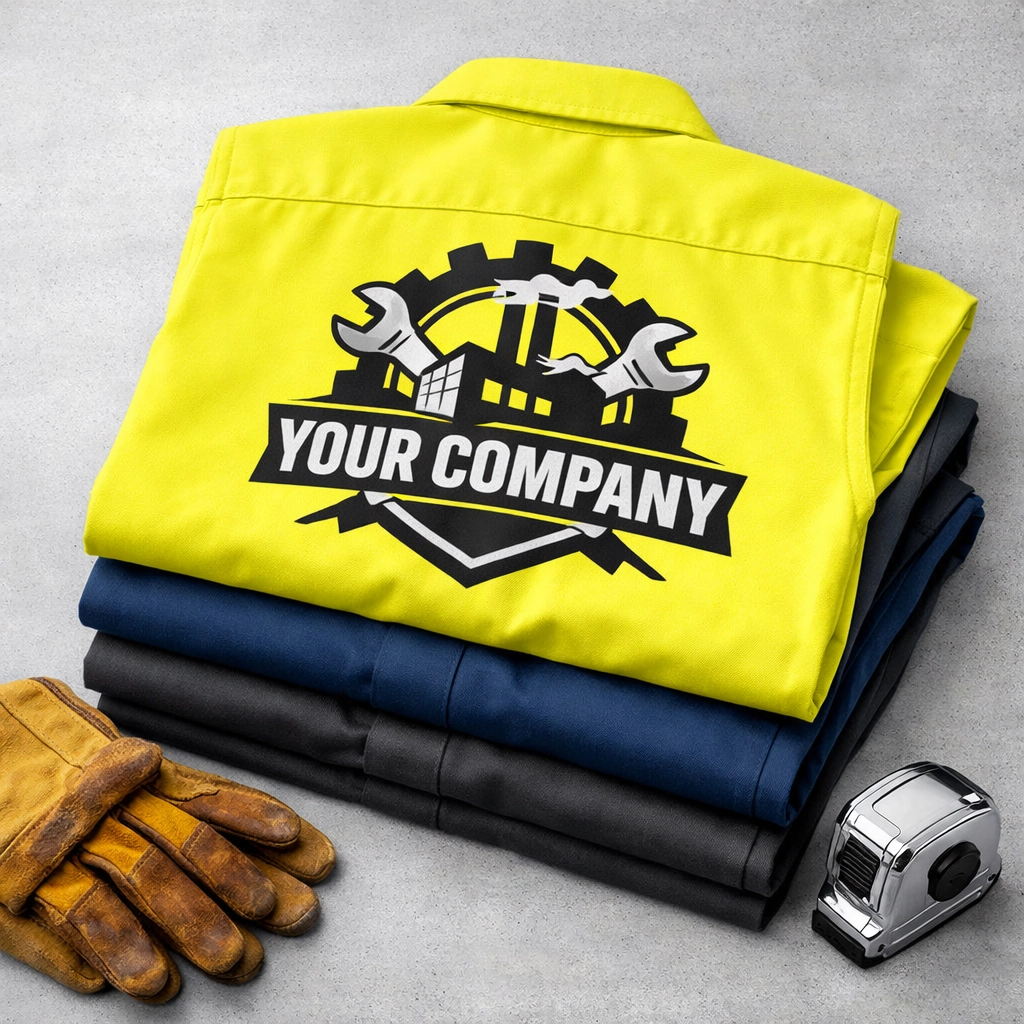 A stack of durable bulk custom t shirts with high-quality screen printing on a workshop table.