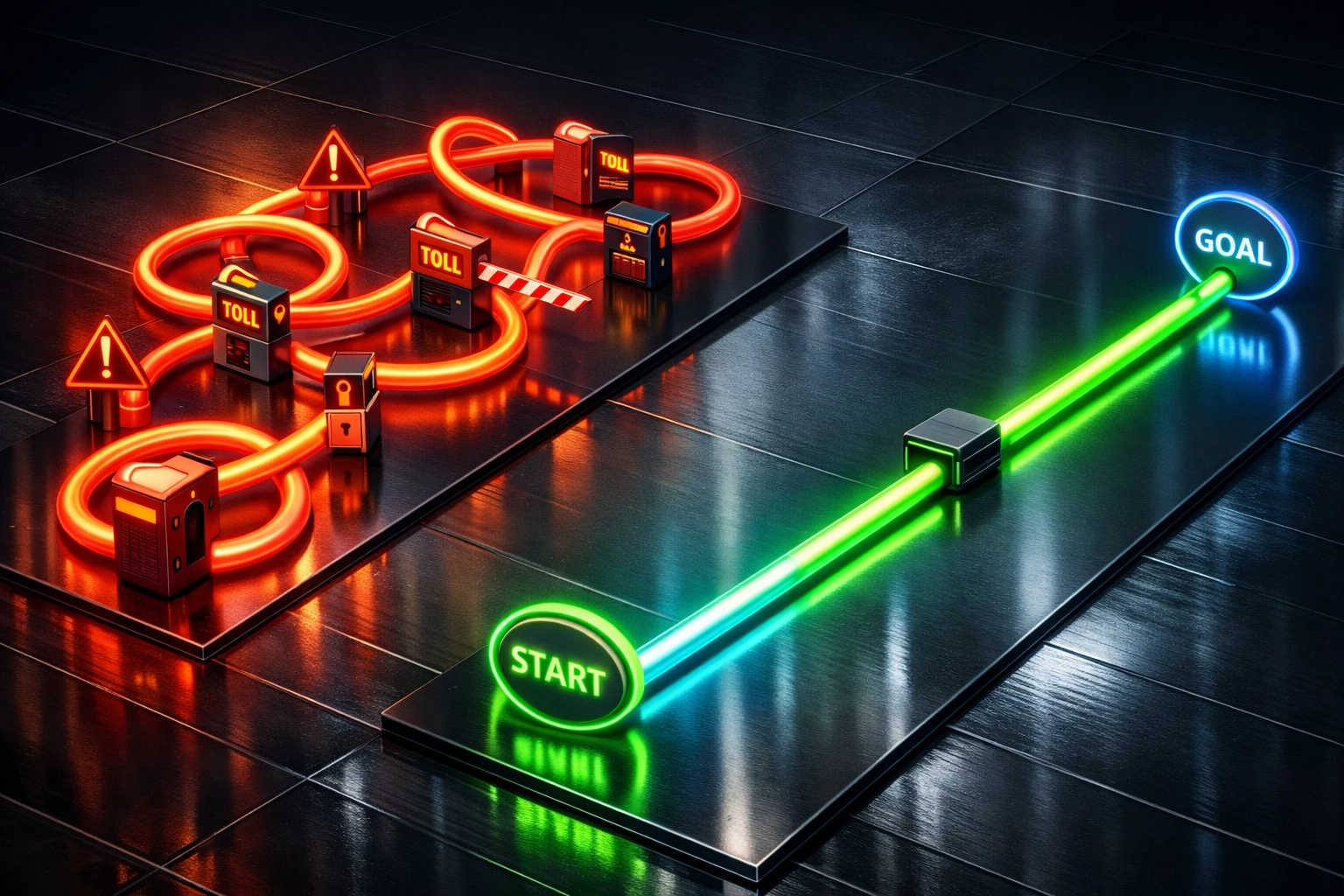 Complex crypto payment processor pathway versus Larecoin's simplified direct settlement solution