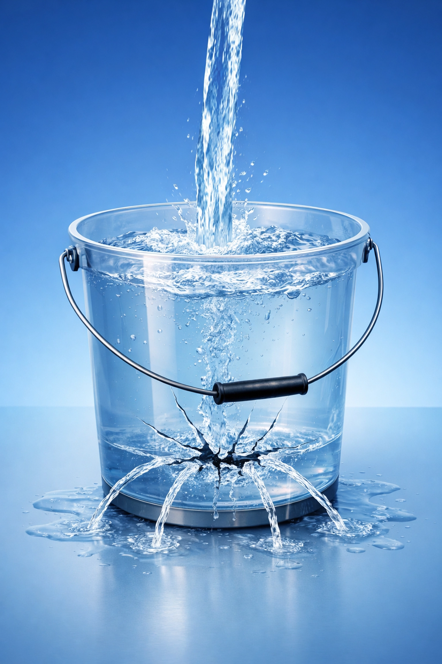 Bucket with a hole representing revenue loss through poor margins