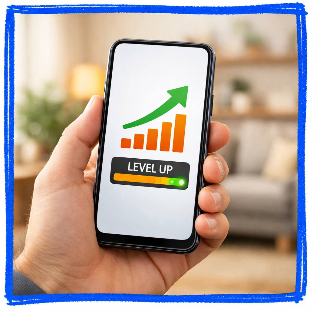 A person using a smartphone app to track their credit score improvement and mortgage readiness. A person using a smartphone app to track their credit score improvement and mortgage readiness.