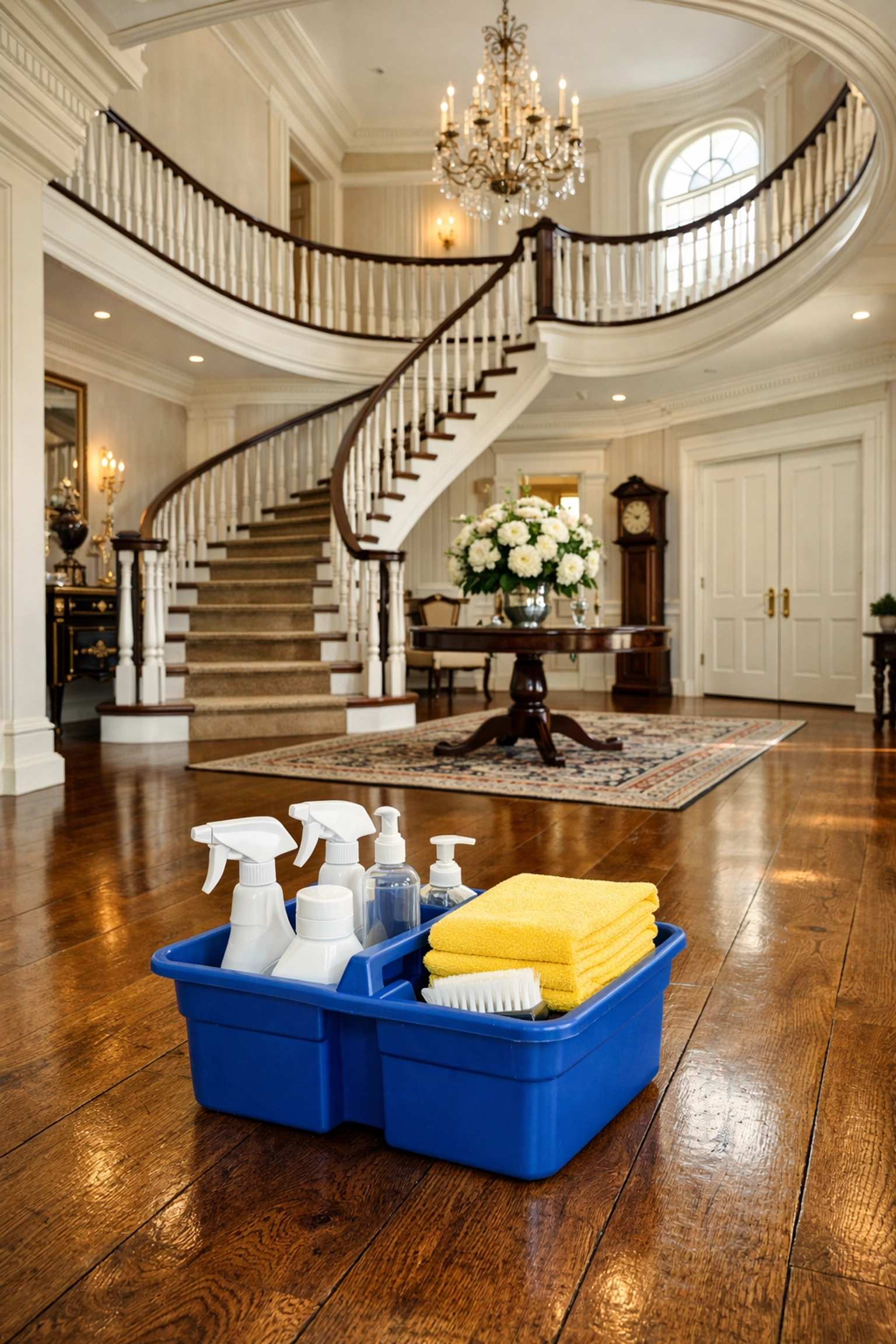 Professional weekly house cleaning by The Cleaning Ninjas in a grand Concord foyer.