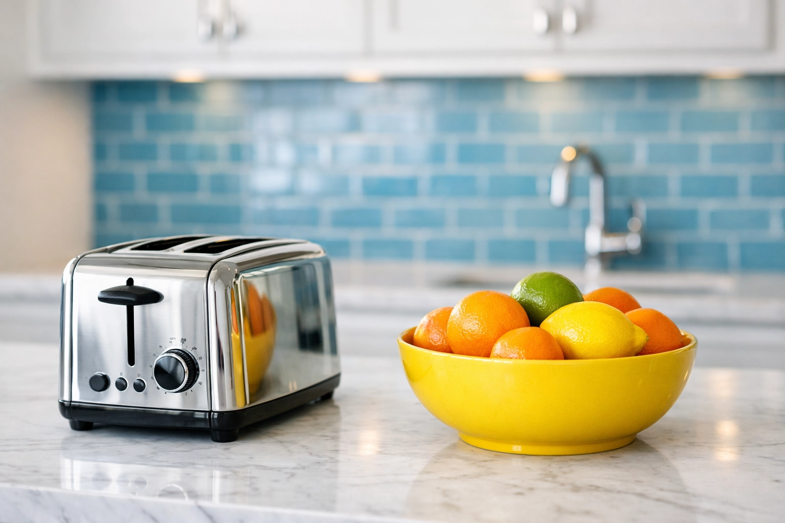 Immaculate kitchen counters and organized surfaces simplify routine house cleaning tasks.