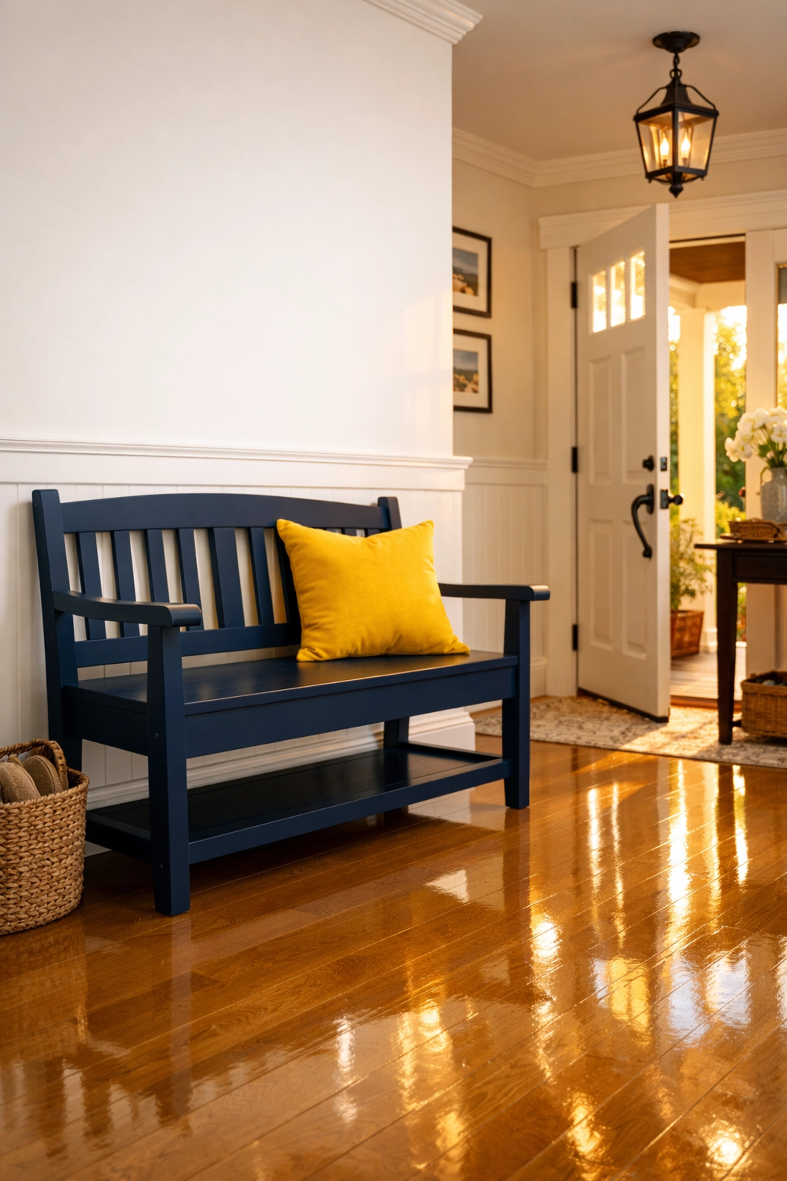 A welcoming entryway with gleaming floors after a professional House Cleaning Lowell MA service.
