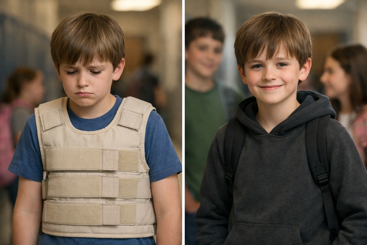 Child wearing medical weighted vest vs stealth sensory hoodie comparison