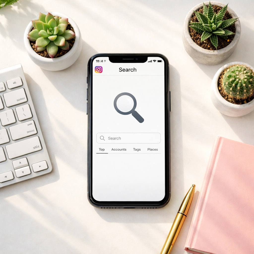Instagram search interface on smartphone showing how users search for content like a search engine