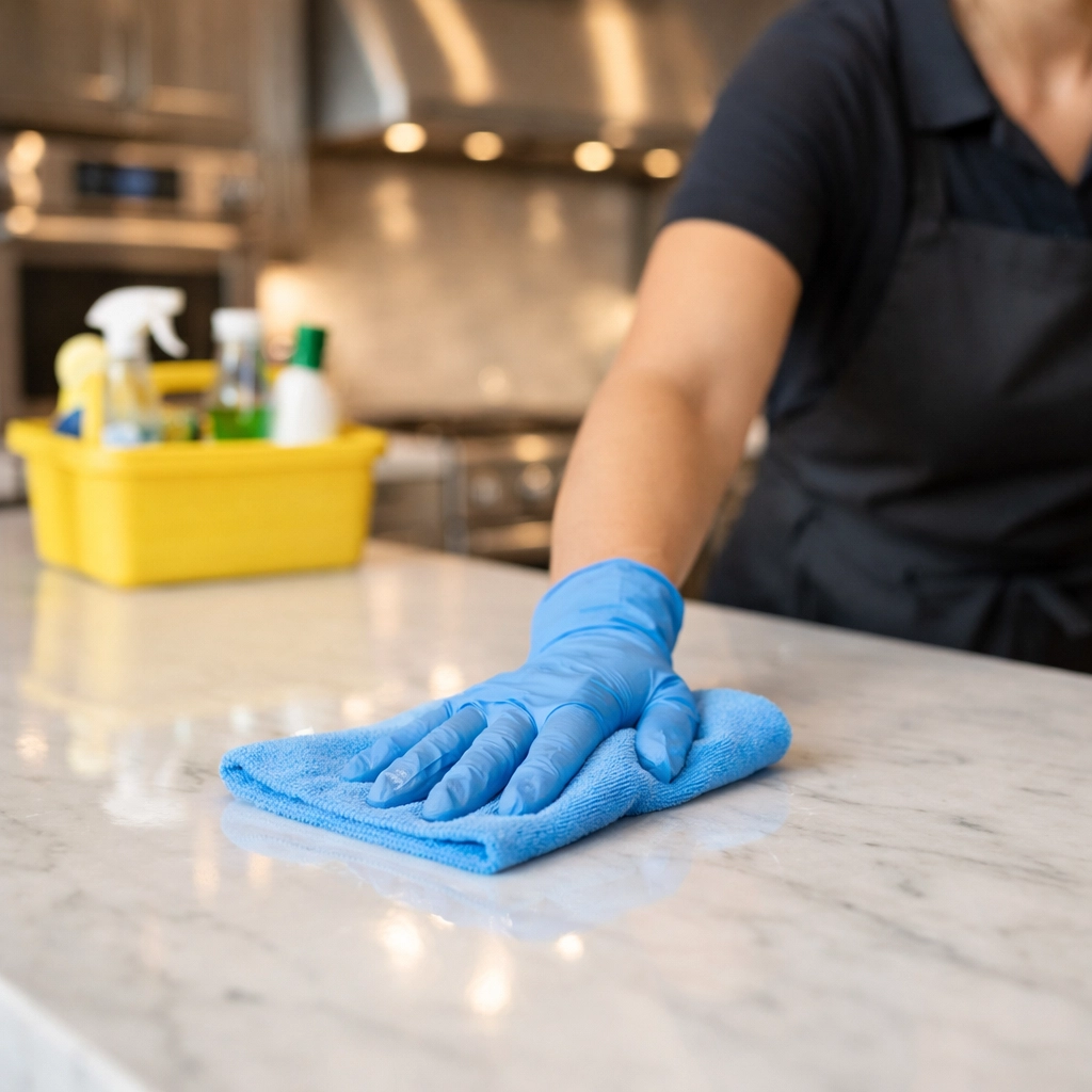 Professional kitchen sanitization as part of house cleaning services in Westborough, MA.