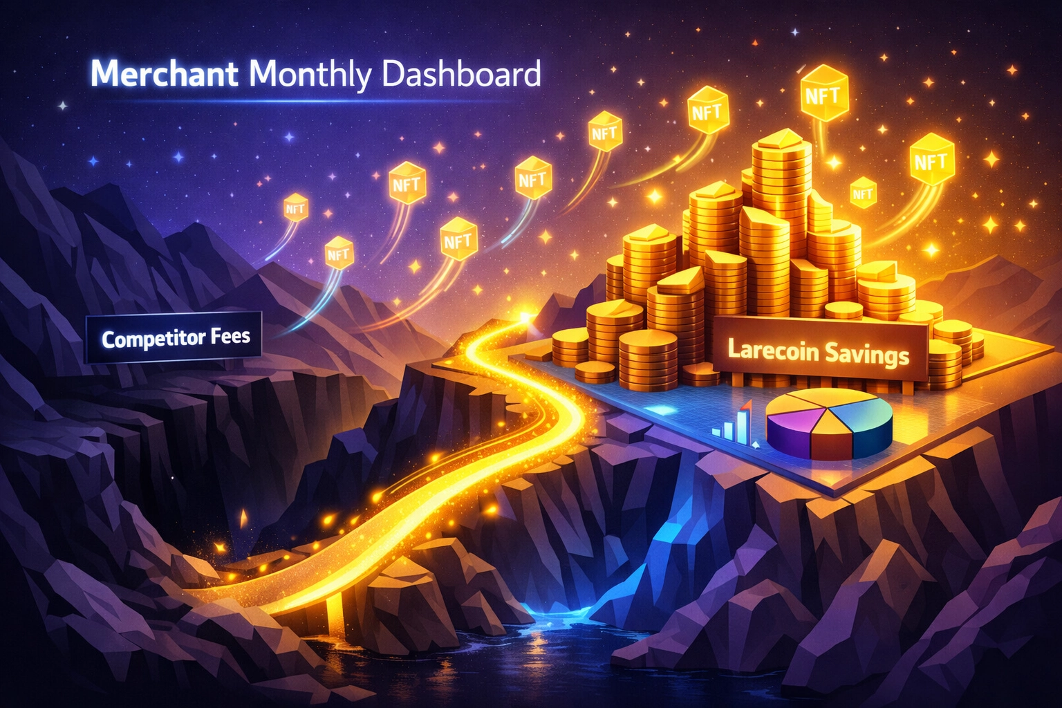 Merchant fee savings visualization comparing Larecoin to competitor payment processors