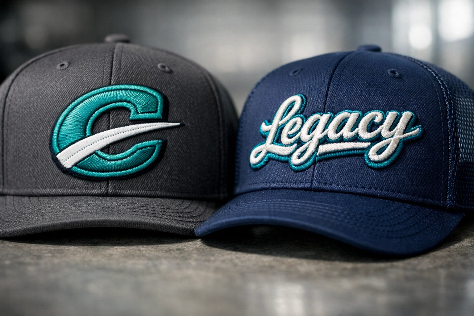 Professional custom embroidered hats for DFW startup branding and marketing uniforms.